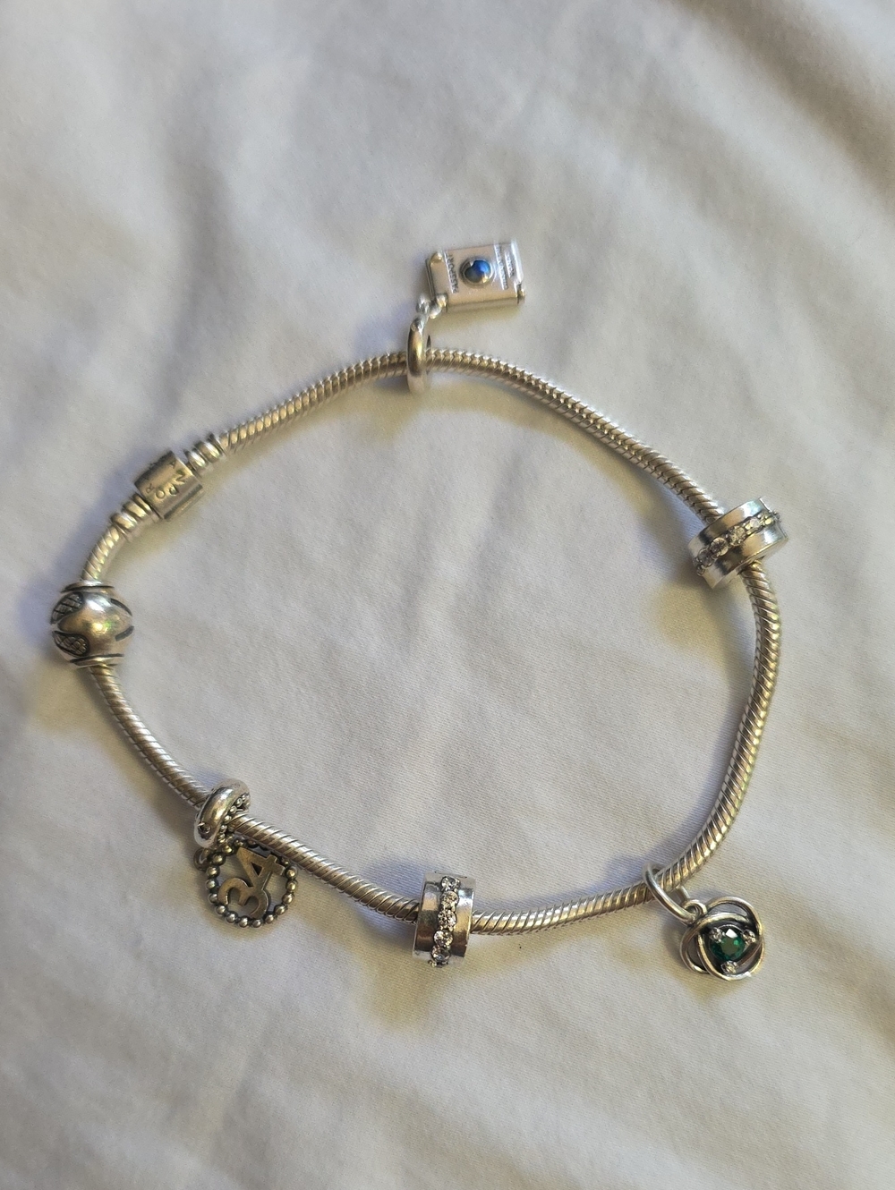 Pandora Sterling Silver Moments Snake Chain Charm Bracelet